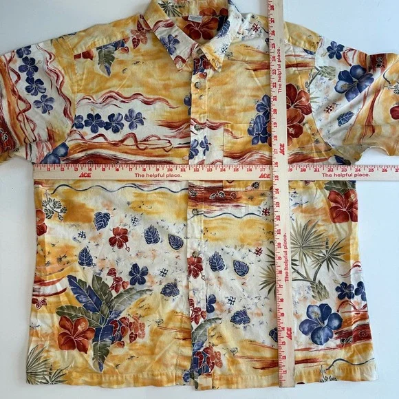 VTG Angelica Floral Hawaiian Shirt USA Tropical‎ Aloha Print Button Collar XL
